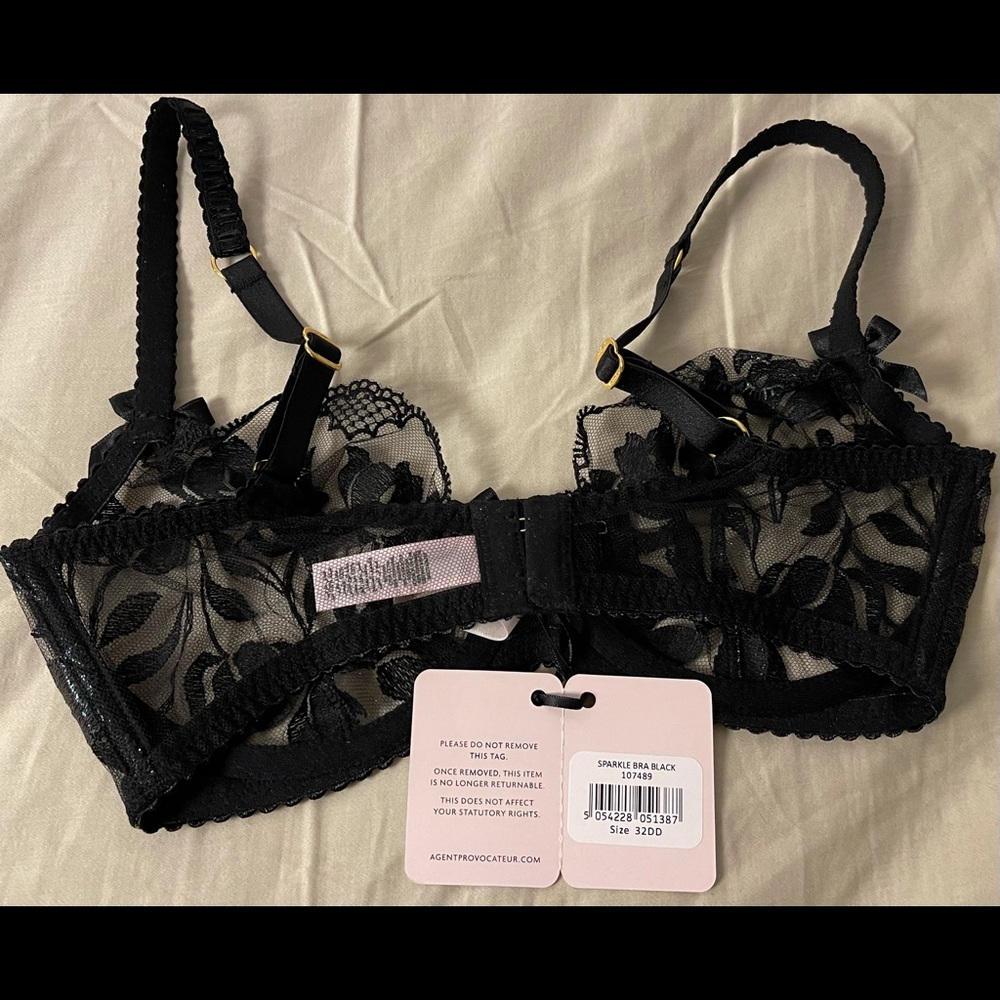 NWT Agent Provocateur Sparkle Plunge Black Bra - Picture 6 of 8